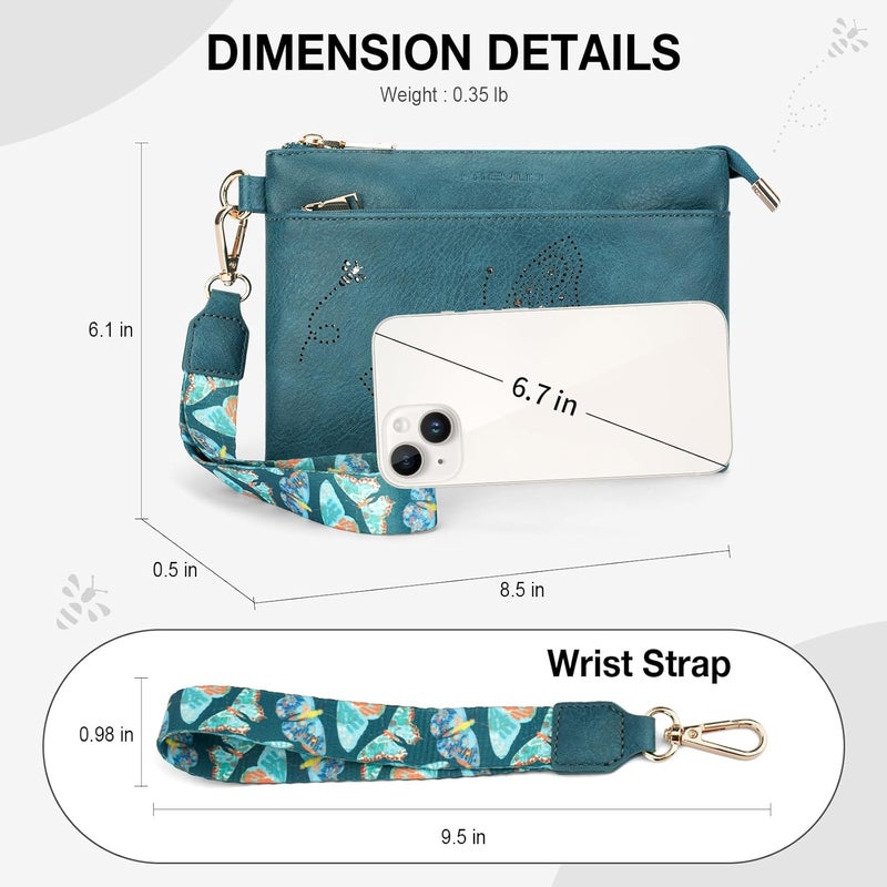 KITEVIUN Wristlet Wallets Clutch Purses for Women, Slim RFID Blocking Cell Phone Wallet Purse with Credit Card Holder - Image 2